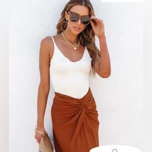 NWT - Cream Ribbed Lettuce Tank